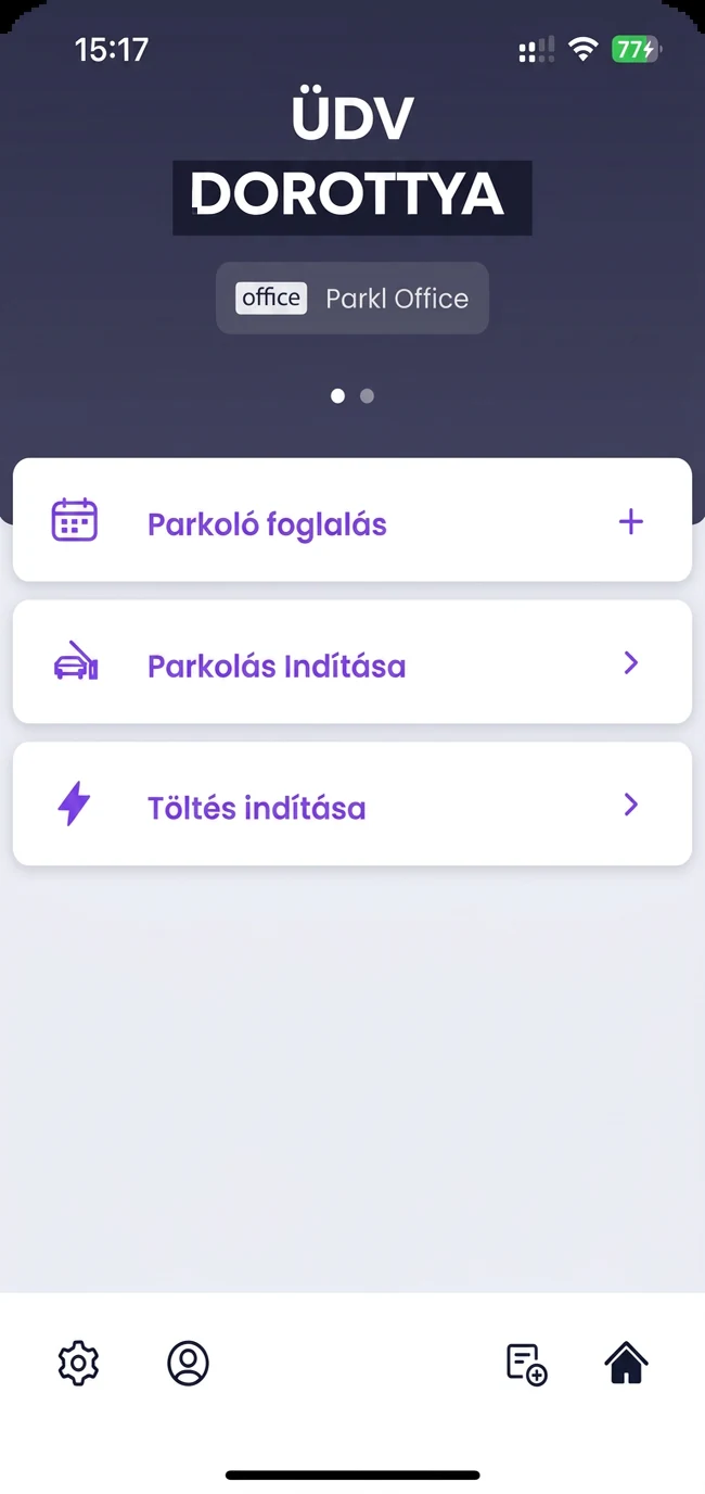 Parkl Office – céges kezdőképernyő